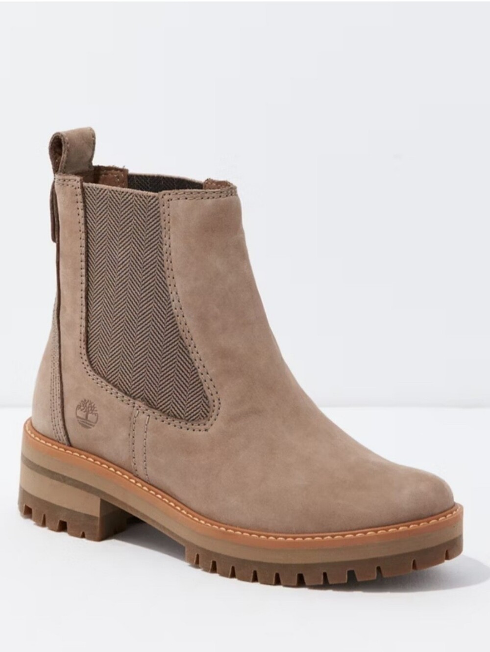 Timberland Courmayeur Valley Chelsea Leather Boots Taupe Nubuck Women's Size 8.5
